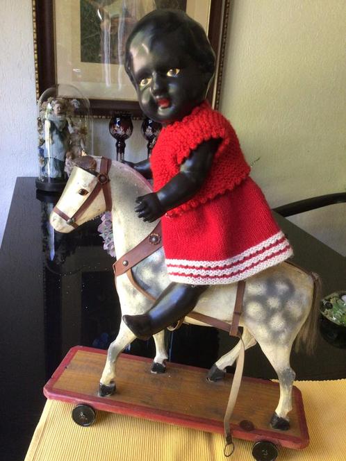🌿 Pop,”ANTIEK/OUDE DONKERE WILDEBRAS POP”🌿MOOI!, Verzamelen, Poppen, Zo goed als nieuw, Pop, Verzenden