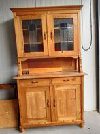 Buffetkast met glas in lood deurtjes, Ophalen, Gebruikt, 100 tot 150 cm, Glas