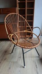 60's Rotan stoel incl kussen, Huis en Inrichting, Stoelen, Gebruikt, Ophalen