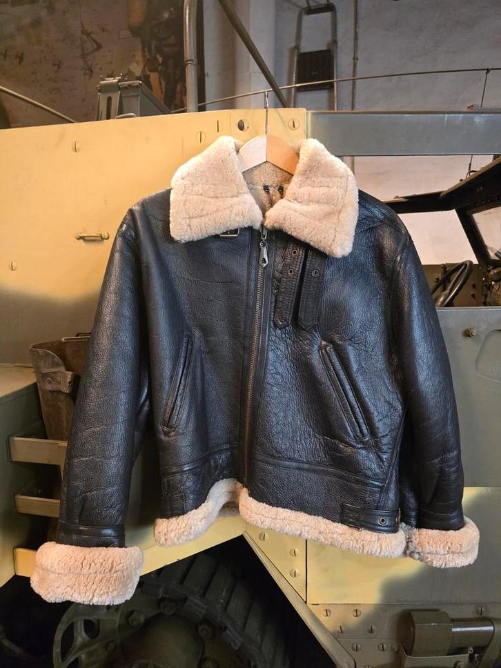 Vintage lammy coat - shearling - pilotenjas S (13), Kleding | Heren, Jassen | Winter, Gedragen, Maat 46 (S) of kleiner, Bruin