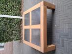 Blank eiken salontafel met leisteen inleg 110x110cm, Ophalen, Gebruikt, 50 tot 100 cm, Vierkant