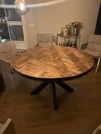 Ronde Eettafel 130cm - Visgraat, Huis en Inrichting, Ophalen, 100 tot 150 cm, Rond, Zo goed als nieuw