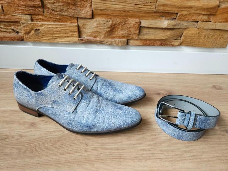 Lureaux nette veterschoenen maat 47 met riem 1x gedragen, Kleding | Heren, Schoenen, Zo goed als nieuw, Veterschoenen, Blauw, Ophalen of Verzenden