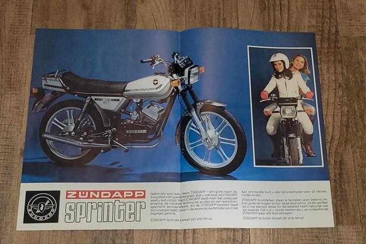 Zundapp reklamefolder NL 1980 - 3  model 448 Sprinter A3, Fietsen en Brommers, Handleidingen en Instructieboekjes, Zo goed als nieuw