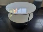 IKEA STRIND Salontafel - Wit Glas & Metaal, Ophalen, 50 tot 100 cm, Rond, 50 tot 100 cm