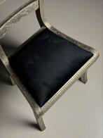 Anglo Indian Dowry Stoelen 1950 set van 4, Huis en Inrichting, Stoelen, Ophalen, Gebruikt, Bruin, Stof