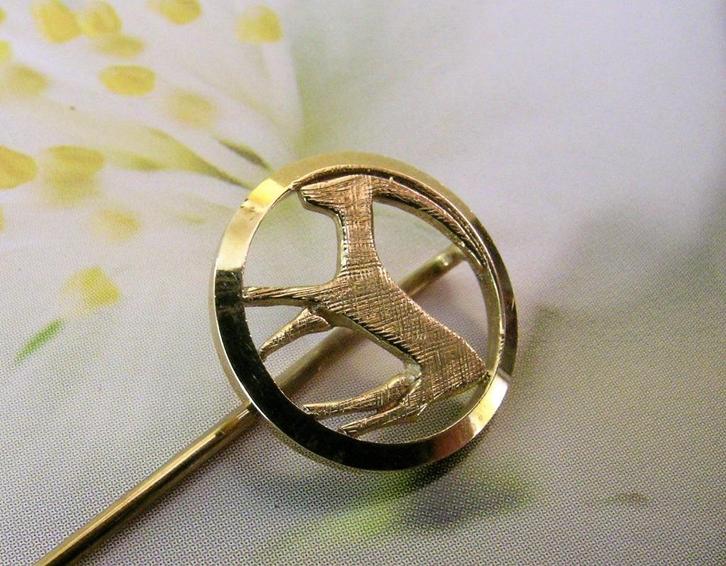 Goud Steenbok sterrenbeeld dasspeld/reversspeld/vintage pin, Sieraden, Tassen en Uiterlijk, Antieke sieraden, Overige typen, Goud