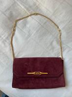 Vintage suede burgundy tas, Sieraden, Tassen en Uiterlijk, Ophalen of Verzenden, Zo goed als nieuw, Rood