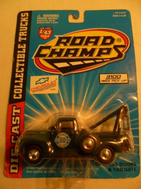 Road Champs Chevrolet Pick-Up 1953 met kraan 1:43 modelauto, Hobby en Vrije tijd, Modelauto's | 1:43, Nieuw, Auto, Overige merken