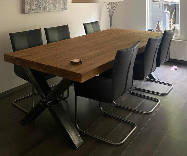 Teak houten eettafel, Huis en Inrichting, Tafels | Eettafels, Zo goed als nieuw, 100 tot 150 cm, 200 cm of meer, Vijf personen of meer