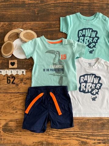 Baby boy zomer bundel set korte broek 3x shirt maat 62 beschikbaar voor biedingen