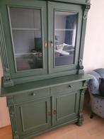 Groene buffetkast met glasdeuren, Ophalen, Gebruikt, 100 tot 150 cm, 200 cm of meer