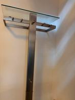 Stijlvolle staande kapstok RVS met glasplaat, Ophalen, Gebruikt, Glas, Staande kapstok