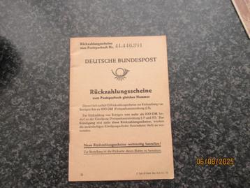 RUCKZAHLUNGSSCHEINE-DEUTSCHE BUNDESPOST -POSTSPARBUCH  beschikbaar voor biedingen
