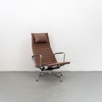 1x Vitra Eames EA 124 Fauteuil Bruin Leer - Chroom