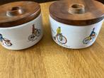 Vintage Aardewerk pot met afbeelding historische fietsen, Antiek en Kunst, Ophalen of Verzenden
