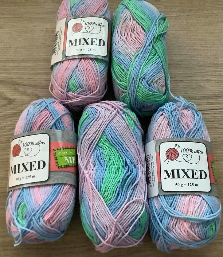 5 Bolletjes Katoen - Mixed Kleuren, Hobby en Vrije tijd, Breien en Haken, Nieuw, Breien of Haken, Wol of Garen, Ophalen of Verzenden