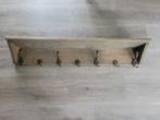 Steigerhouten kapstok met vintage haken, Huis en Inrichting, Wandkapstok, Ophalen of Verzenden, Zo goed als nieuw, Minder dan 100 cm