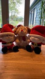 3x zingende kerst dieren poppen christmas ornamenten, Diversen, Kerst, Ophalen of Verzenden, Zo goed als nieuw