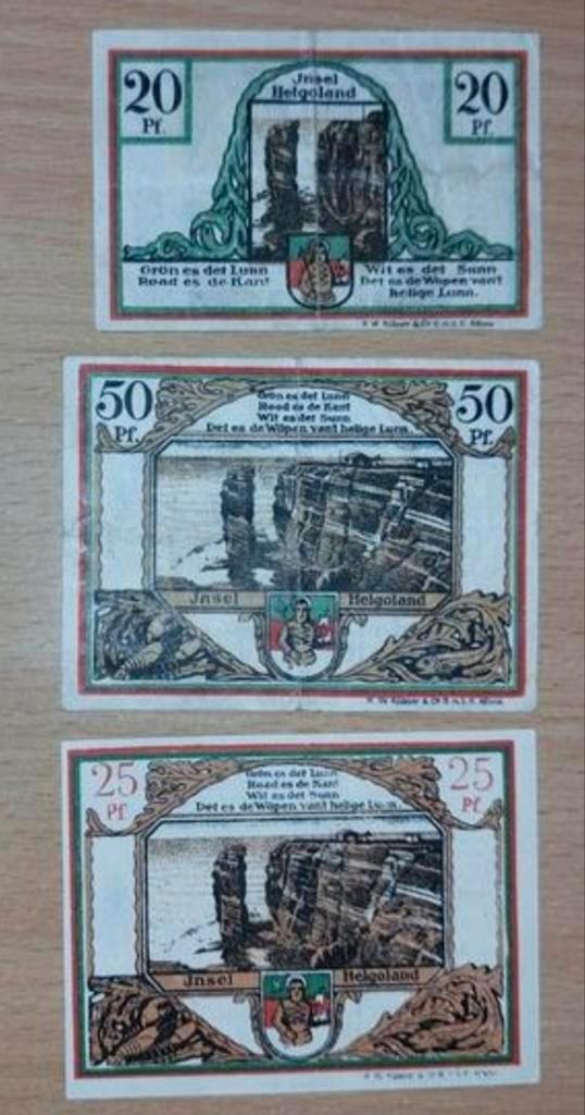 Duits Notgeld Helgoland Noodgeld, Postzegels en Munten, Bankbiljetten | Europa | Niet-Eurobiljetten, Duitsland, Ophalen of Verzenden