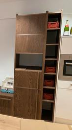 Donker eiken fineer design kast - handgemaakt (H210xB78xD58), Ophalen, Met deur(en), 200 cm of meer, Eikenhout