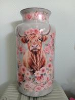 XXL decoupage vaas Schotse Hooglanders (35 cm), Ophalen of Verzenden, Overige kleuren, Glas, Minder dan 50 cm