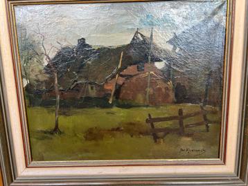 Jan Korthals Schilderij - Klassiek Landschap met Lijst 64x54 beschikbaar voor biedingen