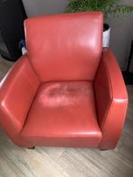 Fauteuil/stoel terra/rood, Huis en Inrichting, Ophalen, Gebruikt, Minder dan 75 cm, Leer
