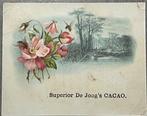 antieke reclamekaart De Jong cacao Wormerveer litho bloemen, Ophalen of Verzenden, Gebruikt, Overige typen