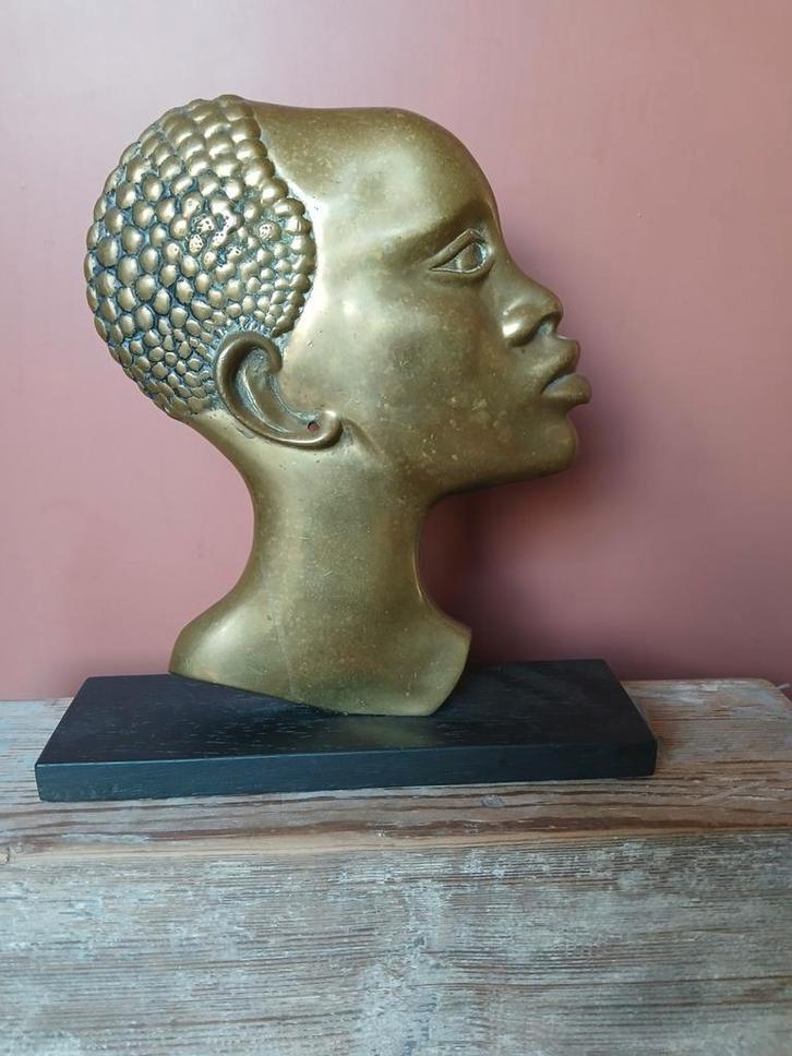 Bronzen Hoofd op Sokkel, Antiek en Kunst, Antiek | Koper en Brons, Brons, Ophalen of Verzenden