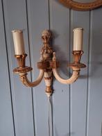 Vintage wandschemerlampje- hout, Ophalen of Verzenden