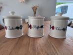 Koffie, thee en suiker pot 2x deksel boerenbont, Ophalen of Verzenden, Gebruikt