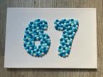 Canvas pompom Six Seven blauwe kleurtjes 20x30 cm, Ophalen of Verzenden, Nieuw, Wanddecoratie