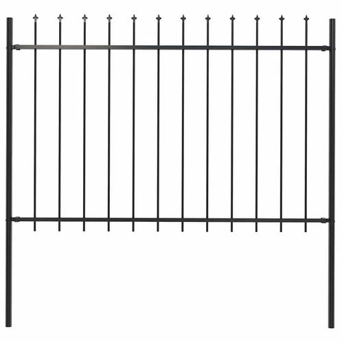 Tuinhek met speren bovenkant 1,8 m staal zwart, Tuin en Terras, Tuinhekken en Hekwerk, Nieuw, Tuinhek, IJzer, Ophalen of Verzenden