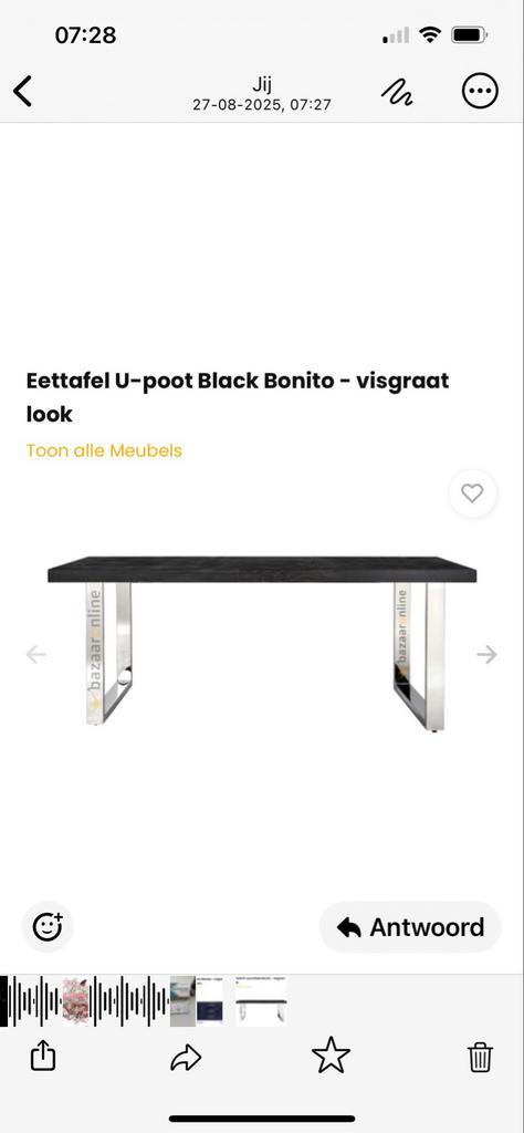 Eettafel & Dressoir Black Bonito Visgraat, Huis en Inrichting, Tafels | Eettafels, Nieuw, 100 tot 150 cm, 200 cm of meer, Vijf personen of meer