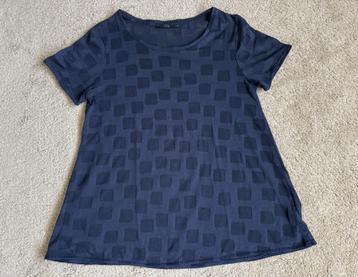 COS T-shirt XS - Navy blauw met subtiel vierkantjes patroon  beschikbaar voor biedingen