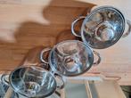 3-delig campingpannenset, Ophalen of Verzenden, Zo goed als nieuw, Rvs, Pannenset