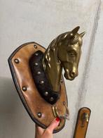 3 Exclusieve Italiaanse koper/leder wandhaken/paardenkoppen, Overige materialen, Wandhaken, 100 tot 150 cm, Ophalen of Verzenden