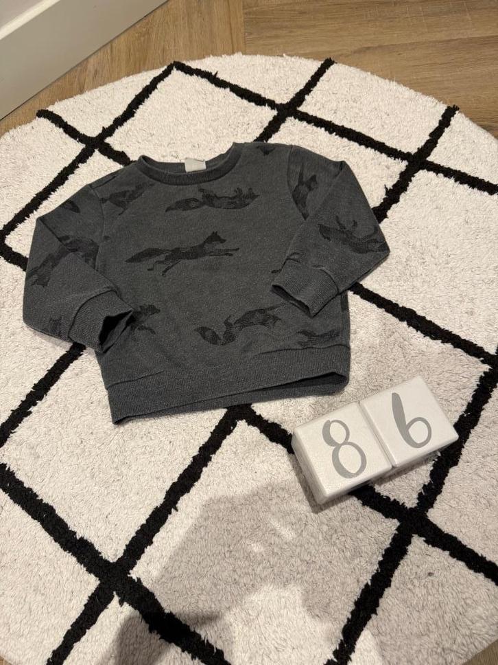 Heel goed grijs zwart vos sweater hoodie trui baby 86 92, Kinderen en Baby's, Babykleding | Maat 86, Gebruikt, Jongetje of Meisje