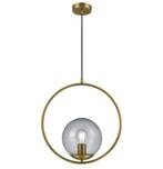 2x Hanglamp lorin , messing met rookglas, Ophalen, Zo goed als nieuw, Metaal, Modern