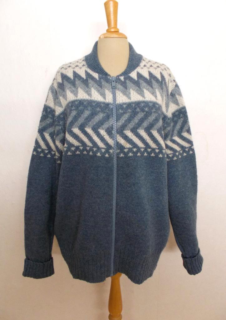 70% wol mooi print vest made in Denmark! XL, Kleding | Dames, Truien en Vesten, Zo goed als nieuw, Maat 46/48 (XL) of groter, Blauw