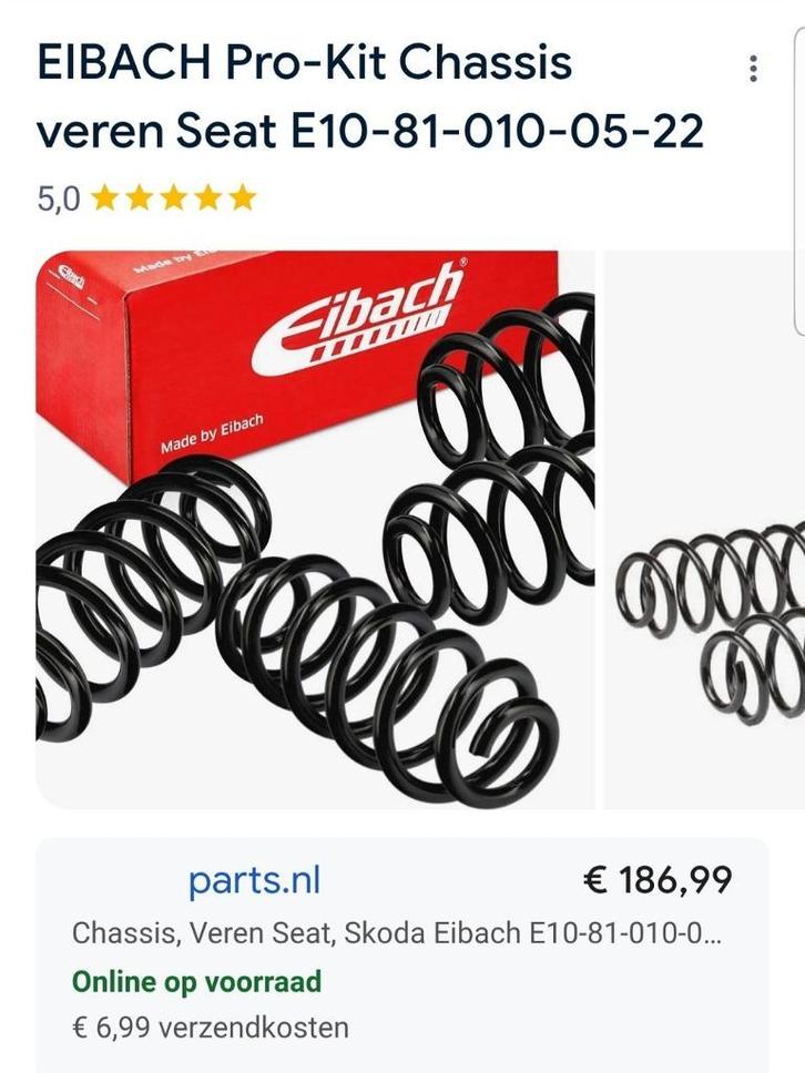 EIBACH Pro Kit - z.ga.n. tbv SKODA Fabia 5J - SEAT Ibiza 6J, Auto-onderdelen, Ophanging en Onderstel, Seat, Volkswagen, Skoda