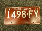 Kentekenplaat licenseplate Michigan 1971 USA, Verzamelen, Automerken, Motoren en Formule 1, Verzenden, Gebruikt, Auto's