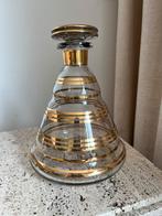 Art deco karaf glas likeur cognac whiskey gouden decoratie, Antiek en Kunst, Antiek | Glas en Kristal, Ophalen of Verzenden