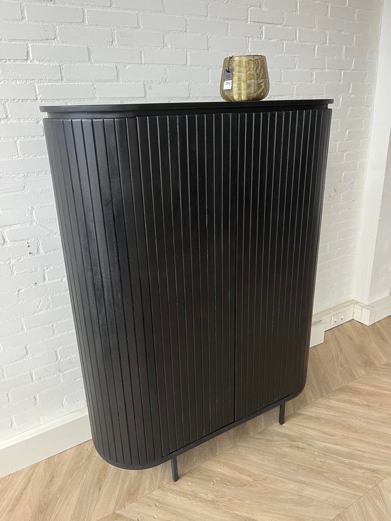 Magazijn leegverkoop dichte kast Noor zwart mangohout ribbel, Nieuw, Ophalen of Verzenden, Info@wkhome.nl, Argonweg 20 Amersfoort