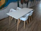 Table and 4 chairs, 180x80cm | Eettafel en 4 stoelen, Ophalen, Gebruikt, Rechthoekig, 50 tot 100 cm