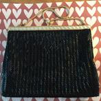 Vintage zwart glaskralen kniptasje avondtasje Hong Kong boho, Ophalen of Verzenden, Zo goed als nieuw, Zwart, Avondtasje