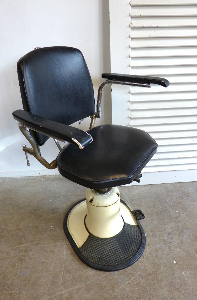 Mooie antieke zwarte draaibare tandarts kappers stoel, Huis en Inrichting, Stoelen, Gebruikt, Eén, Kunststof, Metaal, Stof, Zwart