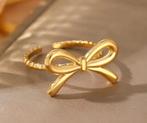 Gouden strikjes ring verstelbaar, Overige materialen, Nieuw, Ophalen of Verzenden, Dame