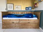 Steigerhouten bed kajuitbed met logeerbed in lade, Ophalen, Gebruikt, 90 cm, Eenpersoons